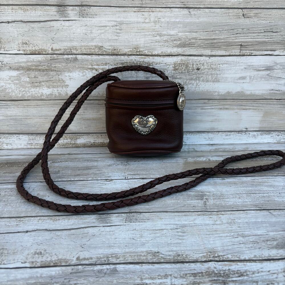 Brighton One World‎ Mini Bag Bucket Purse Brown Braided Leather Crossbody Boho